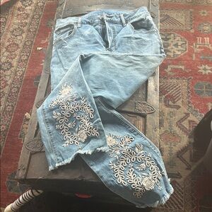 Johnny Was Denim with White Embroidery